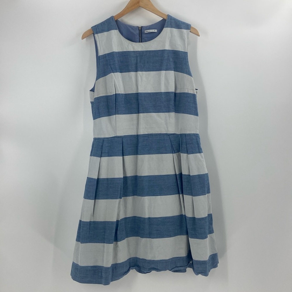 Gap 1969 blue denim and light blue Cotton striped fit and flare dress